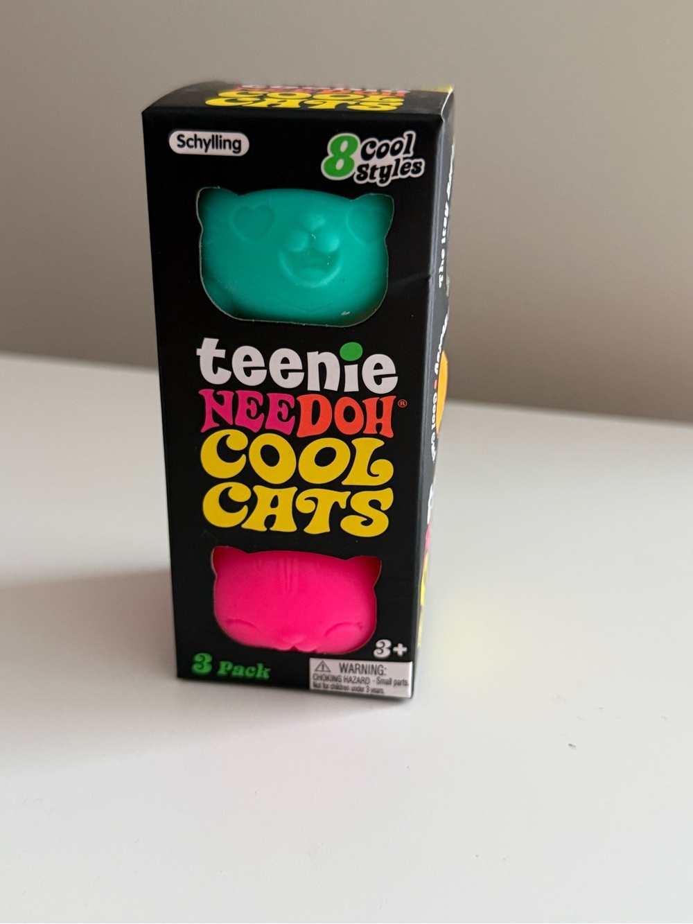 Nwt Nee Doh Teenie Cool Cats 3 Pack Orange/Pink/Teal 100% Authentic Needoh